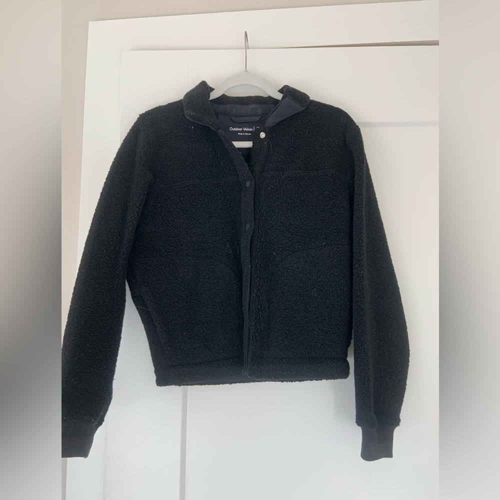 Outdoor Voices Mega Fleece Bomber Jacket/ Snap Sweater